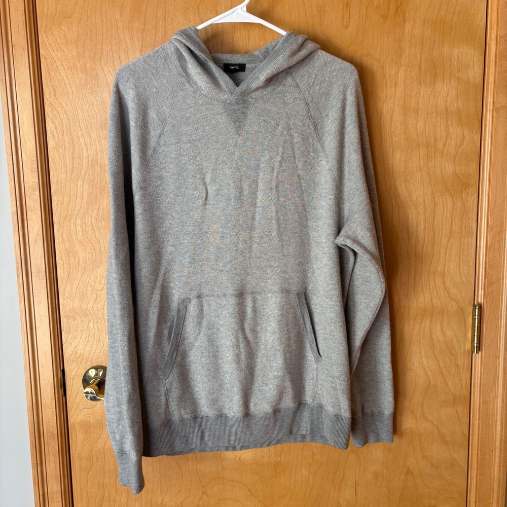 Vince Hoodie Mens Medium Gray Wool Blend Knit Pullover Raglan Sweater